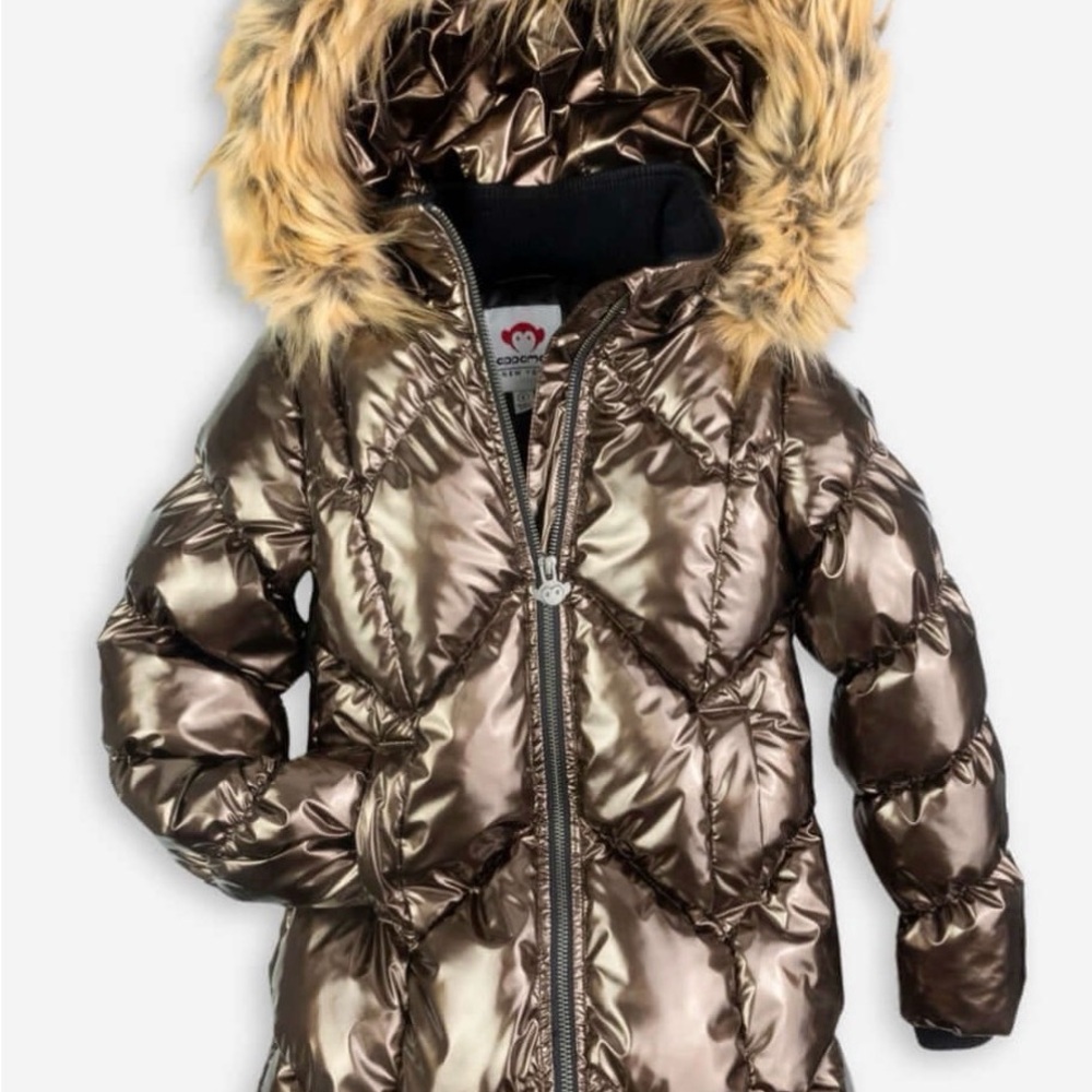 Appaman Gold Puffer Coat with Faux Fur Hood